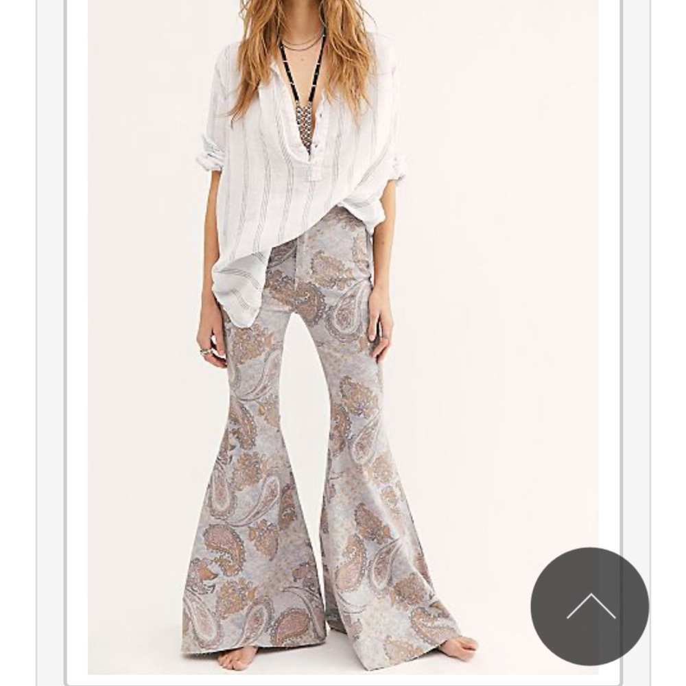 Free people just float on paisley printed flare jeans